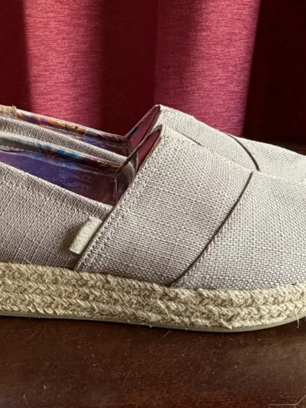 Bobs From Skechers Shoes Womens 9.5 Espadrille Beige Slip On Wedge Heels NEW